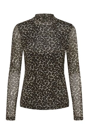 Only Only onlerica life mesh l/s top jrs noos T-shirt Lange mouw pumice stone everyday leo