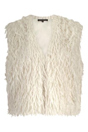 Tramontana Tramontana faux fur feather vest c22-17-802 Vest 001100 offwhite