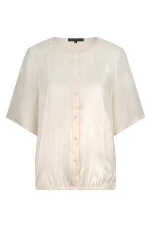 Tramontana Tramontana fabric mix short-sleeve blouse c45-17-301 Blouse 006800 stone