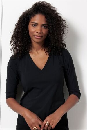 Studio Anneloes Studio Anneloes emma vneck top 12476 T-shirt Lange mouw 9000 black