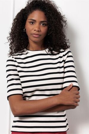 Studio Anneloes Studio Anneloes annika rib tshirt 12502 T-shirt Korte mouw 1190 off white/black