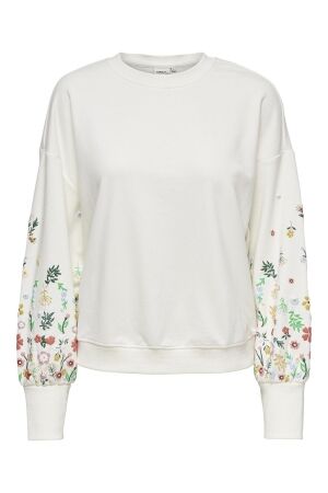 Only Only onlbrooke l/s o-neck flower swt noos Sweater cloud dancer sleeve flower