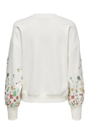 Only Only onlbrooke l/s o-neck flower swt noos Sweater cloud dancer sleeve flower