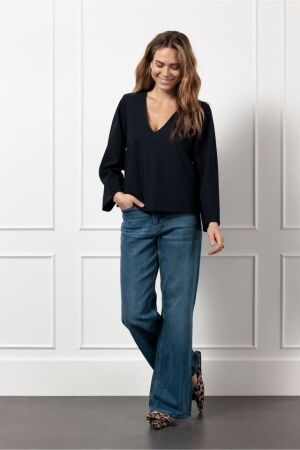 Studio Anneloes Studio Anneloes cilou bonded top 12513 T-shirt Lange mouw 6900 dark blue