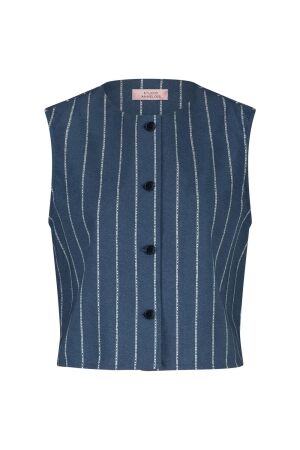 Studio Anneloes Studio Anneloes sjuul pinstripe gilet 12524 Gilets 6211 denim blue/off white