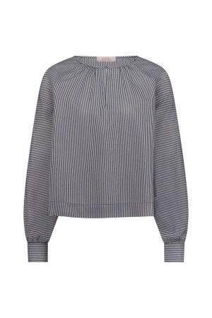 Studio Anneloes Studio Anneloes babs poplin stripe top 12532 T-shirt Lange mouw 1169 off white/dark blue