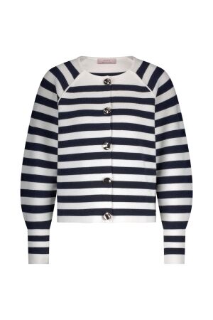 Studio Anneloes Studio Anneloes jasmijn stripe cardigan 12583 Vest 1169 off white/dark blue