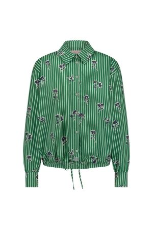 Studio Anneloes Studio Anneloes dio poplin flower stripe blouse 12548 Blouse 7911 clover green/off white