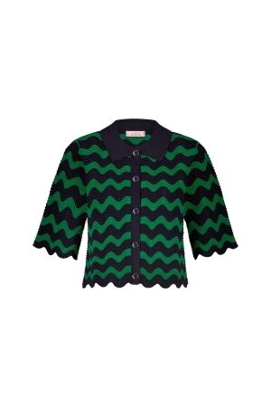 Studio Anneloes Studio Anneloes jacy ajour pullover 12576 Trui 6979 dark blue/meadow green