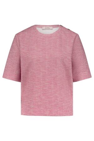 Studio Anneloes Studio Anneloes maartje tweed top 12571 T-shirt Korte mouw 5211 cherise/offwhite