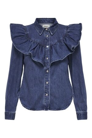Only Only onlindigo ls frill dnm shirt qyt noos Blouse dark blue denim