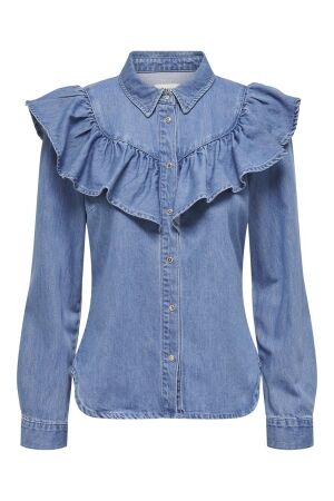 Only Only onlindigo ls frill dnm shirt qyt noos Blouse medium blue denim