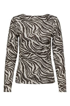 Only Only onllone aop l/s two way top jrs T-shirt Lange mouw demitasse zebra