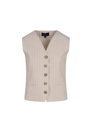 Elvira Casuals Elvira Casuals gilet jody e1 25-046 Gilets 344 creme pin stripe
