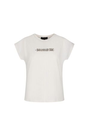 Elvira Casuals Elvira Casuals t-shirt savannah e1 25-058 T-shirt Korte mouw 796 ecru