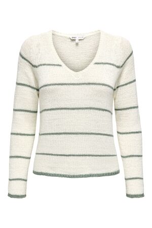 Only Only onlgeena l/s v-neck knt noos Trui cloud dancer w. lily pad
