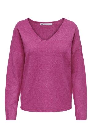 Only Only onlrica life l/s v-neck pullo knt noos Trui raspberry rose melange