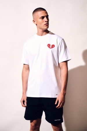 Croyez Homme Croyez Homme broken puffed heart t-shirt cr1-hs25-21 Print T-shirts 103 white/red