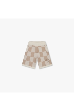 Croyez Homme Croyez Homme knitted checkerboard shorts cr1-hs25-47 Korte broeken 941 off-white/beige
