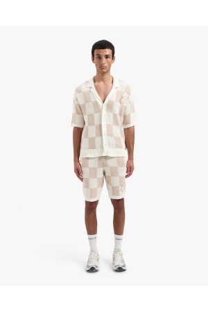 Croyez Homme Croyez Homme knitted checkerboard shorts cr1-hs25-47 Korte broeken 941 off-white/beige