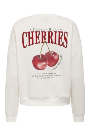 Only Only onlsweat life l/s backprint swt noos Sweater cloud dancer cherries