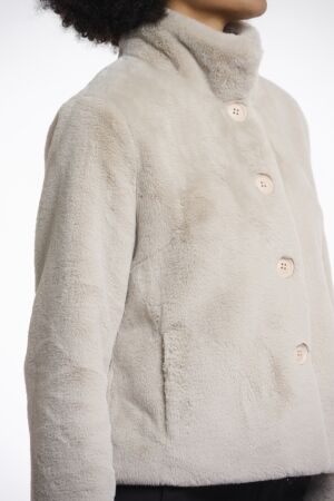 Rino & Pelle Rino & Pelle vie.7002511 single breasted fake fur jacket Jackets 9030 birch