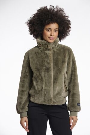 Rino & Pelle Rino & Pelle ambra.7002511 short fake fur jacket Jackets 10867 green ash