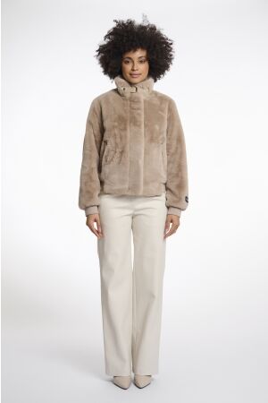 Rino & Pelle Rino & Pelle ambra.7002511 short fake fur jacket Jackets 10866 oat