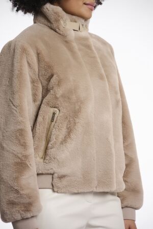 Rino & Pelle Rino & Pelle ambra.7002511 short fake fur jacket Jackets 10866 oat