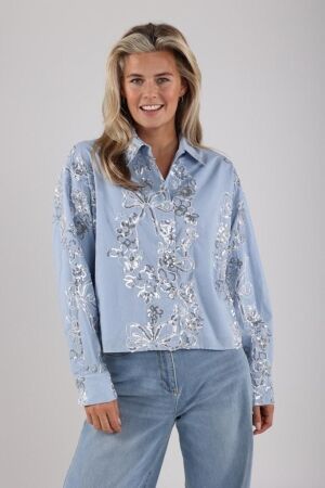 Nukus Nukus tessa blouse paillet nks02048 Blouse 46 sky