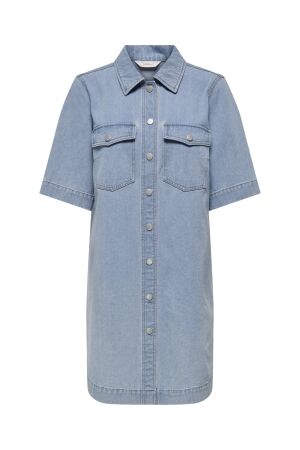 Only Only onlbelle s/s button dress dnm gua noos Jurk light blue denim