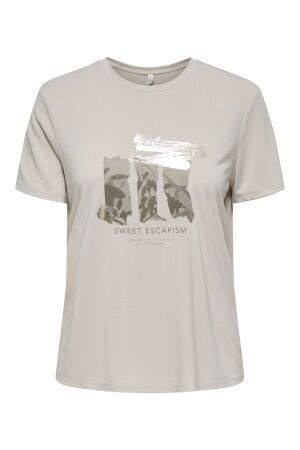 Only Only onlfree life reg s/s leaf top box jrs 15303212 T-shirt Korte mouw pumice stone sweet escapisme