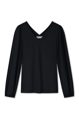 Helena Hart Helena Hart 7654 - top v-neck transfer T-shirt Lange mouw zwart
