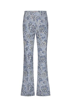 Studio Anneloes Studio Anneloes marilon dnm flower trousers 12639 Broek 6022 mid blue/latte