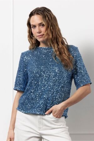 Studio Anneloes Studio Anneloes princess sequins top 12695 T-shirt Korte mouw 6600 light blue