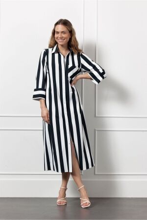 Studio Anneloes Studio Anneloes soof stripe dress 12804 Jurk 6911 dark blue/off white