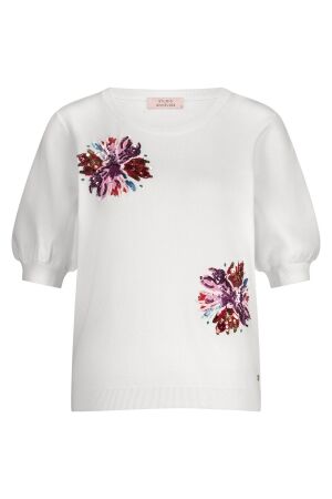 Studio Anneloes Studio Anneloes omira flower pullover 12827 Trui korte mouw 1100 off white
