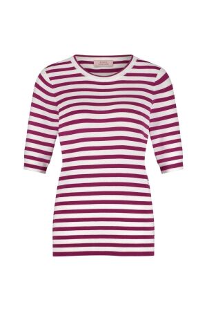 Studio Anneloes Studio Anneloes luna ssl stripe pullover 12735 Trui korte mouw 1152 offwhite/cherise