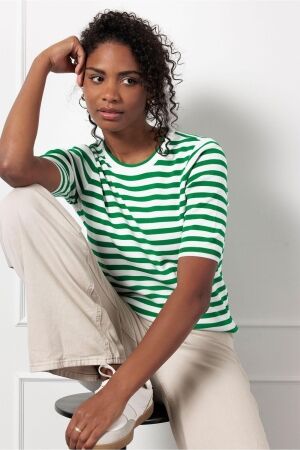 Studio Anneloes Studio Anneloes luna ssl stripe pullover 12735 Trui korte mouw 1179 off white/clover green