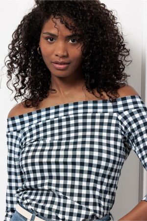 Studio Anneloes Studio Anneloes dolly check top 12775 T-shirt Korte mouw 6911 dark blue/off white