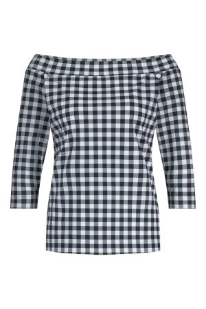 Studio Anneloes Studio Anneloes dolly check top 12775 T-shirt Korte mouw 6911 dark blue/off white