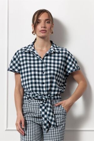 Studio Anneloes Studio Anneloes lena big check blouse 12777 Blouse 1169 off white/dark blue