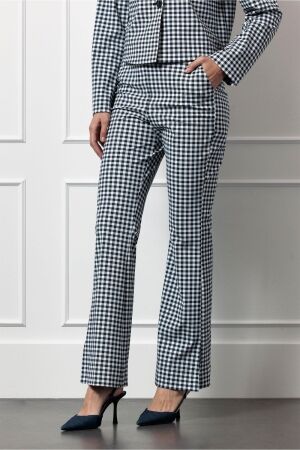Studio Anneloes Studio Anneloes flairy small check trousers 12787 Flared 6911 dark blue/off white