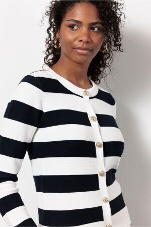 Studio Anneloes Studio Anneloes cassie stripe cardigan 12828 Vest 1169 off white/dark blue