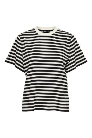 Only Only onllivina s/s stripe tee jrs noos T-shirt Korte mouw cloud dancer black stripes