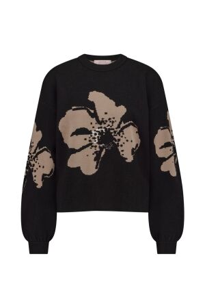 Studio Anneloes Studio Anneloes uma flower pullover 12495 Trui 9022 black/latte