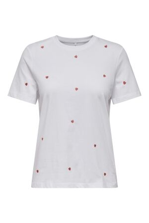 Only Only onlketty life s/s o-neck top jrs noos T-shirts bright white heart Bright White Heart