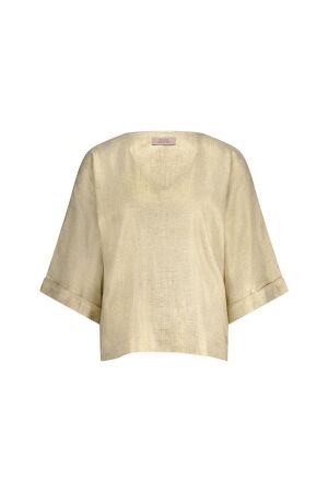 Studio Anneloes Studio Anneloes madison gold linen top 12759 T-shirt Lange mouw 0002 gold
