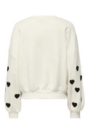Only Only onlmacy l/s o-neck box cc swt Sweater cloud dancer w. black hearts