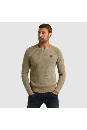 PME Legend PME Legend pkw2509301 r-neck cotton rib melee knit Trui 8011 seneca rock